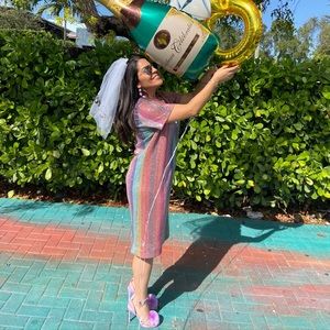 Zara Rainbow Multi Sequin Dress